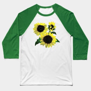 Three Sunflowers Baseball T-Shirt